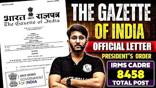 IRMS Cadre  Gazette of India Official Letter Out  IRMS through ESE  Govt of India Official Update [upl. by Isidora616]