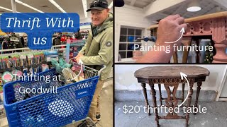 Thrift With Me At Goodwill  Thrifting Home Decor  Painting Antique Table  Reselling [upl. by Melantha]