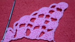 Crochet triangle shell stitch shawl tutorial for beginners [upl. by Hook192]