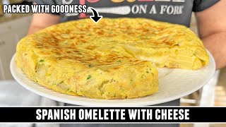 CLASSIC Spanish Omelette with Cheese  Tortilla de Patatas con Queso [upl. by Aleirbag]