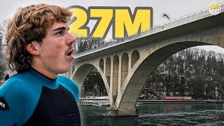 Il SAUTE de 27M en HIVER par 2 degrés cétait bancal  Urban Cliff Jumping [upl. by Faxen]