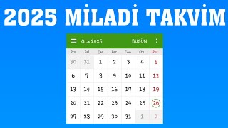 2025 Takvimi  Miladi Takvim [upl. by Bina]