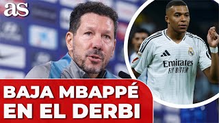 SIMEONE HABLA sobre la BAJA de MBAPPÉ para el ATLÉTICO VS REAL MADRID [upl. by Lyreb693]