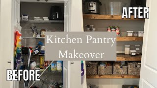 KITCHEN PANTRY UPDATE HOW TO COVER WIRE SHELVING  DIY UNDER 100 [upl. by Reld]