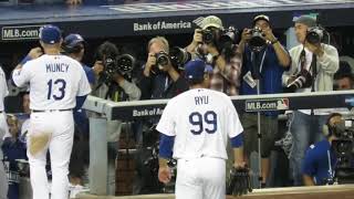 Ryu 류현진 Gets Hugs amp Congrats after 7 Shutout NLDS Innings Today [upl. by Onairelav395]