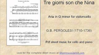 Pergolesi  Tre giorni son che Nina  Cello [upl. by Lohman]