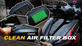 HOW TO CLEAN DIRTY AIR FILTER BOX IN HONDA CLICK [upl. by Elwee]