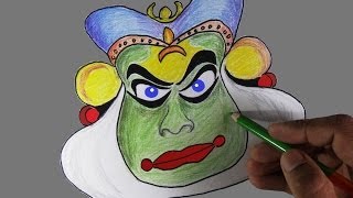 How to draw a kathakali face  In Kerala style [upl. by Asirralc2]