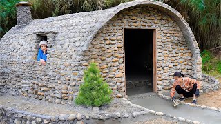 Stone House In The MidWinter 1°C  Final Finishing Stages  Bulld Log Cabin  Farm Life  New Life [upl. by Einneb]