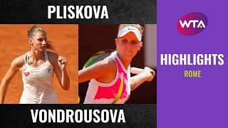 Karolina Pliskova vs Marketa Vondrousova  2020 Rome Semifinal  WTA Highlights [upl. by Barb97]