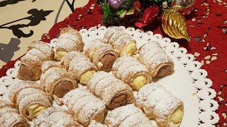 Cannoli di pasta sfoglia con crema leggera alla panna VELOCI DA FARE IN CASA E SUPER BUONISSIMI [upl. by Bryce]