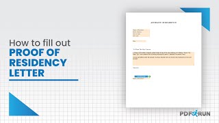 How to Fill Out Proof of Residency Letter  PDFRun [upl. by Sarilda]