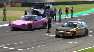 1000 HP Civic VTEC Turbo AWD vs Tesla Model S Tuner amp Supercars Drag Racing [upl. by Etteniotnna]