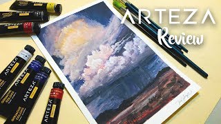 My Arteza gouache paint Review and New cloud paintings [upl. by Aikkan]