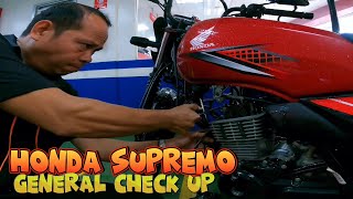 Ep332 HONDA SUPREMO GENERAL CHECK UP TUNE UP  CHANGE OIL  SPARK PLUG  BREAK  CHAIN  STARTER [upl. by Drusus]