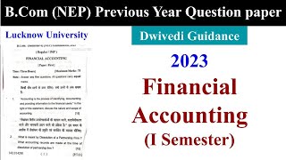 Lucknow University Bcom Previous year question paper lu financial accounting previous year paper [upl. by Sulakcin]