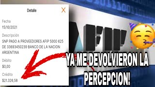 Como ver FECHA de pago de la PERCEPCION del 35 Pago devoluciones AFIP [upl. by Ballou818]