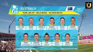 Australia Vs India Womens Final CWG 2022  Womens Cricket  Commonwealth Games 2022  08 Aug 2022 [upl. by Hemphill]