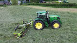 Tedding out the hay with a John Deere tractor in the Black Mountains June 2024 farming john deere [upl. by Eimareg]