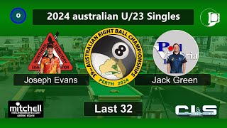 Jack Green v Joseph Evans U23 Singles  Last 32  2024 AEBF Nationals [upl. by Wiley700]