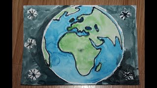 Światowy Dzień Ziemi praca plastyczna  earth day craft watercolour [upl. by Bein]