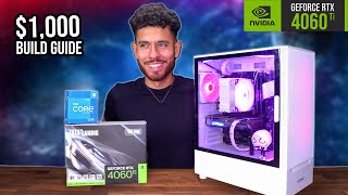 BEST 1000 Gaming PC Build Guide  RTX 4060 TI i5 12600K w Benchmarks [upl. by Pfeifer]