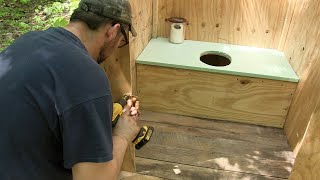 Building an outhouse at a remote offgrid wilderness camp [upl. by Aihsenak]