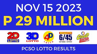 Lotto Result November 15 2023 9pm PCSO [upl. by Nylteak956]