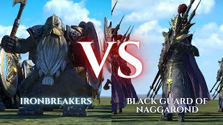 WARHAMMER III Total War  Ironbreakers VS Black Guard of Naggarond [upl. by Annavaig]