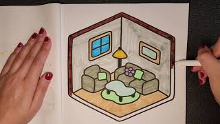 Living Room Coloring  Color with me  Relaxing  ASMR [upl. by Anaidni]