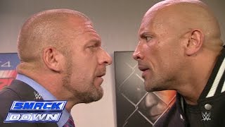 The Rock and Triple H take an aggressive stroll down memory lane SmackDown Oct 10 2014 [upl. by Ennaej]