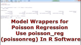 Model Wrappers for Poisson Regression Use poissonreg poissonreg With In R Software [upl. by Lizzy]