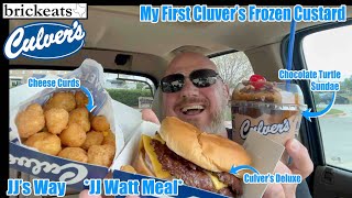 Culvers NEW JJs Way REVIEW Deluxe Burger Cheese Curds Root Beer amp Turtle Sundae brickeats [upl. by Hamann857]