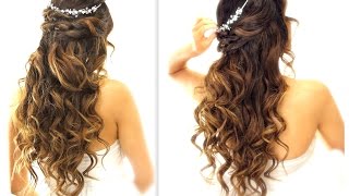 ★ EASY Wedding HalfUpdo HAIRSTYLE with CURLS  Bridal Hairstyles for Long Medium Hair [upl. by Wordoow]