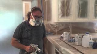 painting oak kitchen cabinets in white dove [upl. by Attelliw]