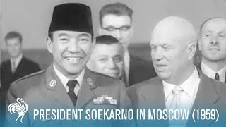 President Soekarno of Indonesia in Moscow 1959  British Pathé [upl. by Faden]