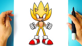 How to DRAW Modern SUPER SONIC  Sonic the Hedgehog [upl. by Sseb]