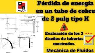 Comparación de la pérdida de energía en tres sistemas de tubería Mecánica de Fluidos [upl. by Mahgem96]