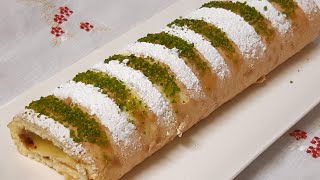 ROULÉ AU CITRON BÛCHE DE NOËL yule logبيسكوي رولي او سويسرول [upl. by Toland737]