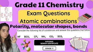 Grade 11 Chemistry EXAM QUESTIONS Atomic Combinations Polarity Bonding part 1 [upl. by Anail]