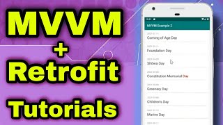 Android MVVM Retrofit Live Data JAVA Tutorial  Holidays App in Android Studio [upl. by Gytle429]