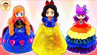 プリキュアアラモード ディズニープリンセスのドレスに変身❤ねんどの手作り衣装でキュアマカロンたちを着せ替え⭐️白雪姫やアナ、色が変わるカラフルドレス♪おもちゃ アニメ [upl. by Gavin]