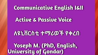 Communicative English I amp II Active and Passive Voice for Communications [upl. by Esahc]