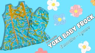 6 months  1 year old Baby dress yoke baby frock with truoser cutting and sewing [upl. by Eatnahc]