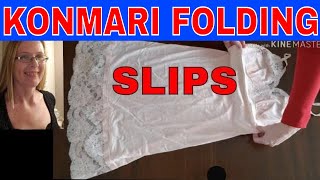 How to konmari fold slips slip dresses satin amp silk full length vintage slips [upl. by Erdman]