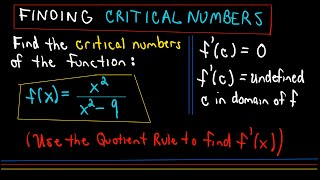 Finding Critical Numbers  Example 1 Involving a Rational Function Fraction [upl. by Atirhs]