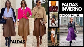 CÓMO COMBINAR FALDAS EN TEMPORADA OTOÑO INVIERNO 202324 MODA PARA MUJERES ELEGANTES [upl. by Enialem506]