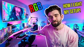 TRANSFORM your GAMING SETUP with RGB Lighting 🌈 How I light my Gaming Room [upl. by Sofia]