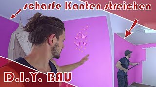 Richtig Wände farbig streichen │ Richtig abkleben │ ohne Frogtape │ scharfe Kanten [upl. by Anaiuq]