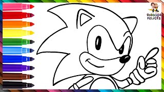 Dibuja y Colorea A SONIC ☄️🦔💙🌈 Dibujos Para Niños [upl. by Yedorb56]